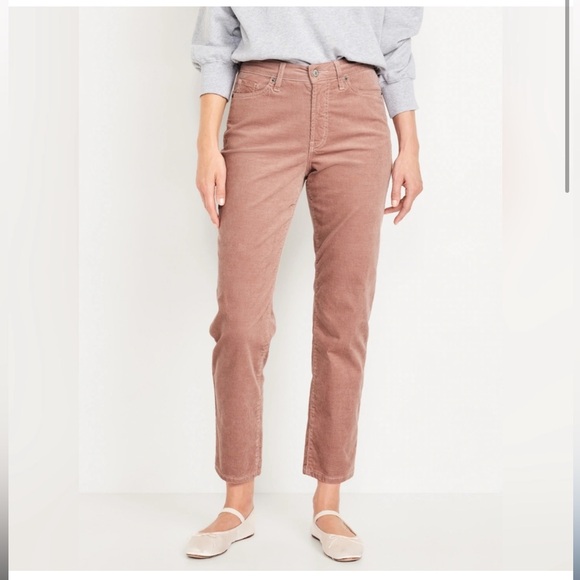 Old Navy High Waisted OG straight Corduroy Ankle Pants 28W Chanterelle(pink) - Picture 2 of 10